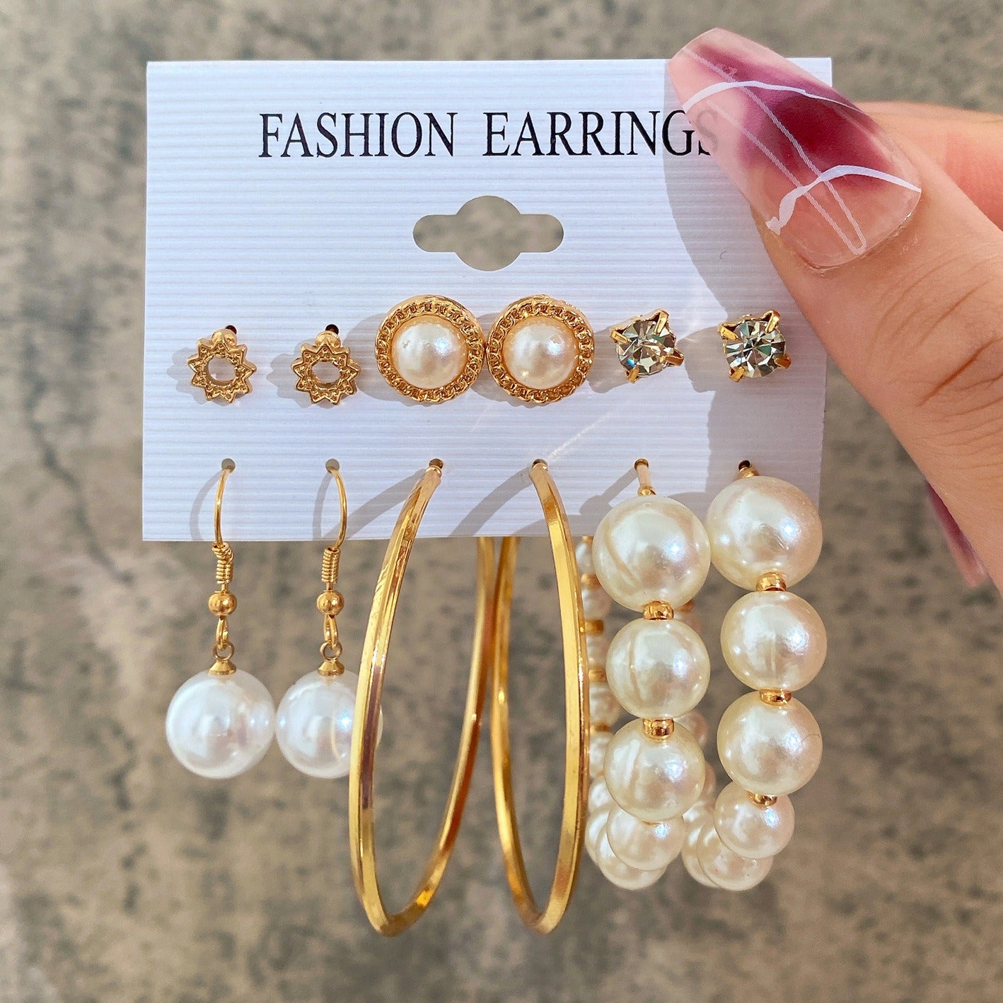 Conjunto de aretes de perlas para mujer