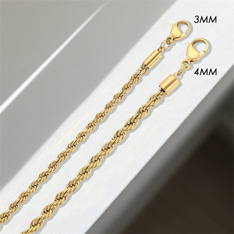 Twist Chain Stainless Steel Necklace 3mm/4mm