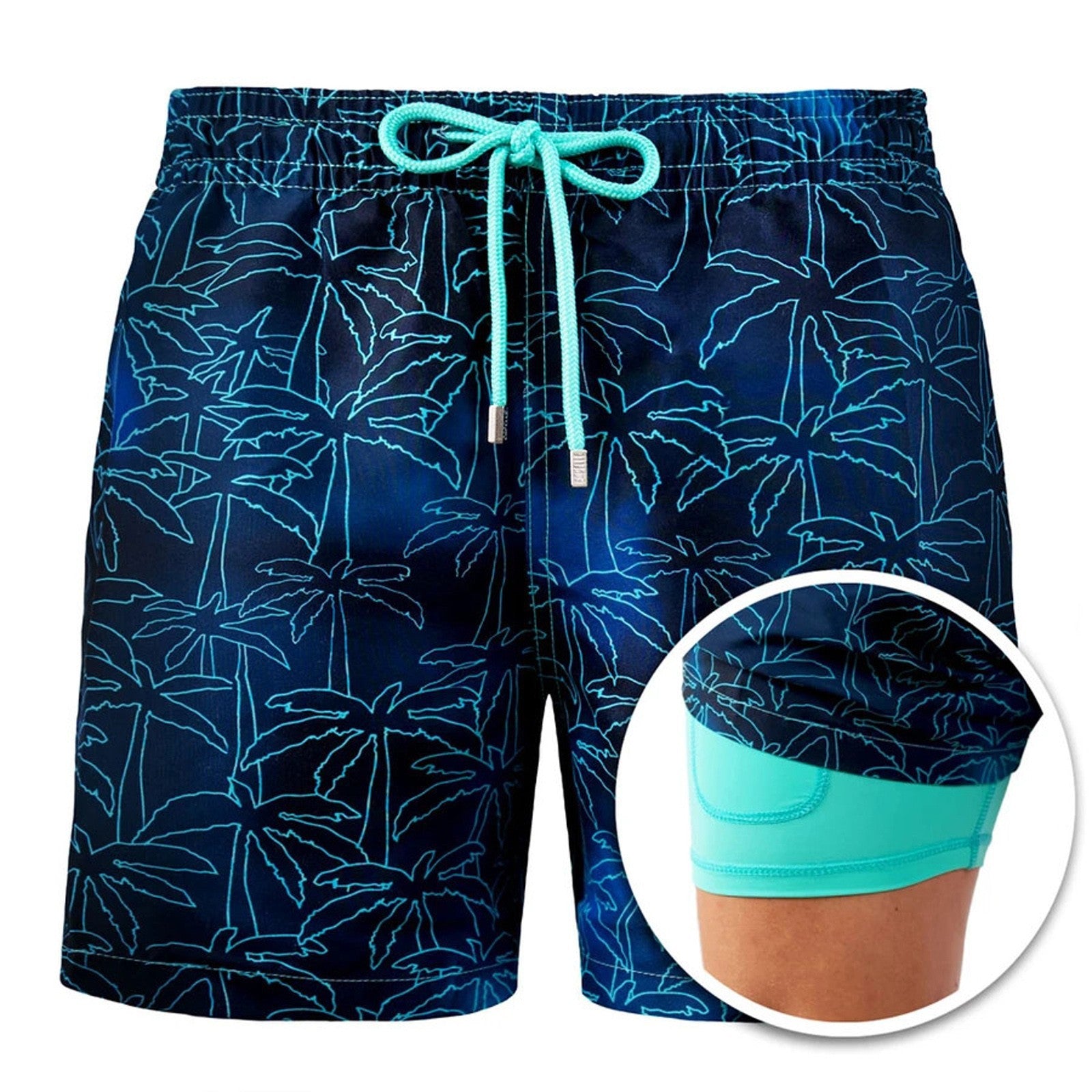 Shorts dobles estampados de playa para hombre 