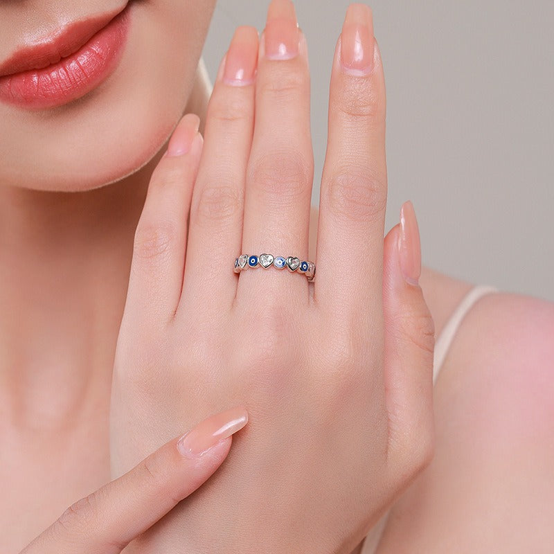 S925 Sterling Silver Heart-Shaped Zirconia Ring