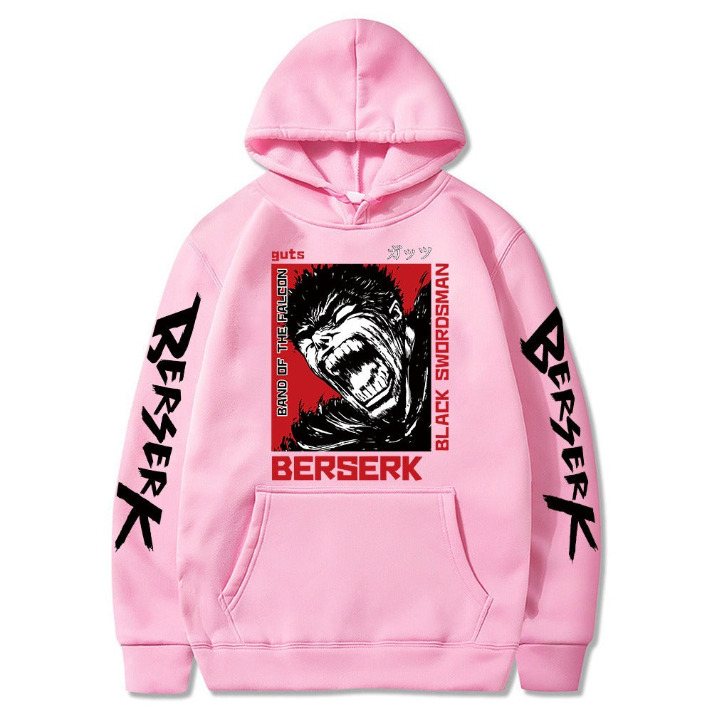 Sudadera con capucha con estampado de anime Berserk Sword Wind Legend Gus acolchada para estudiantes