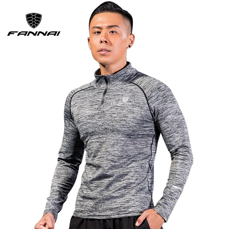 Camiseta deportiva para hombre con cremallera