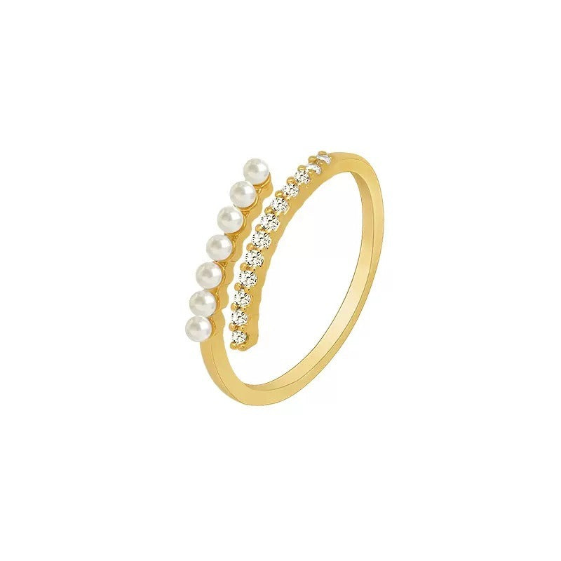 The New Pearl Ring Female Ins Style Design Sense Open Ring Fashion Personality Hand Jewelry