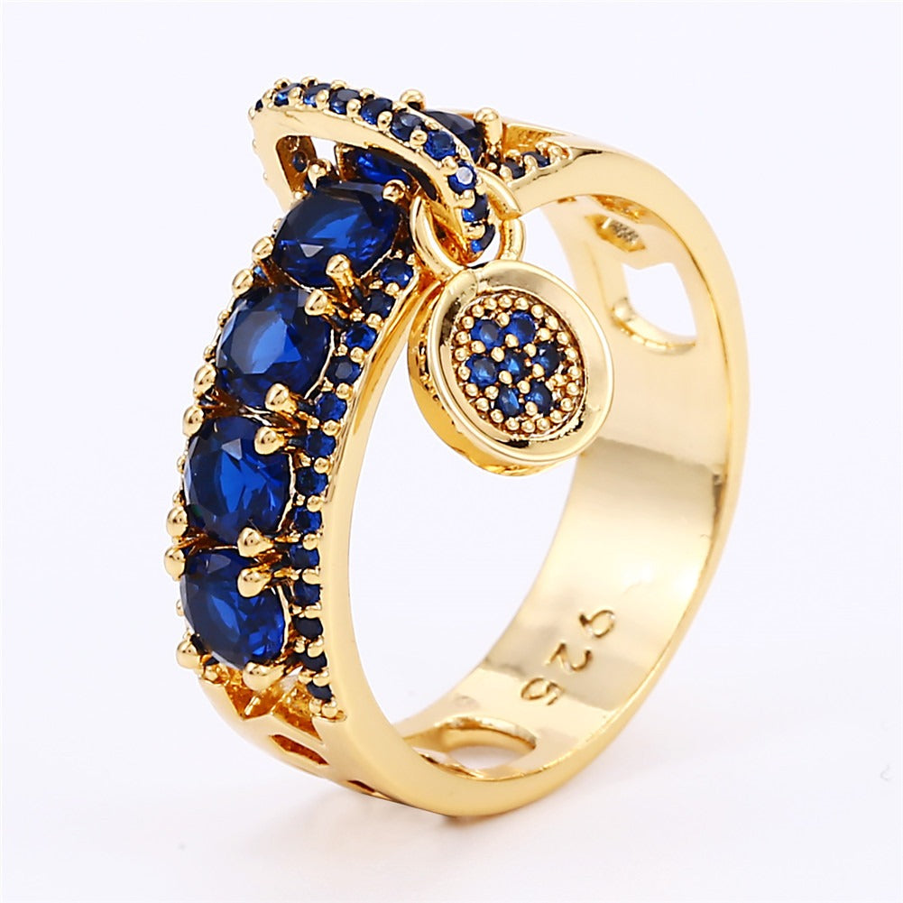 New Disc Inlaid Zircon Ring Women's Wedding Engagement Ring