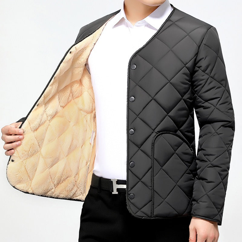 Men's Down Cotton Padded Jacket With Velvet Thickened Cotton