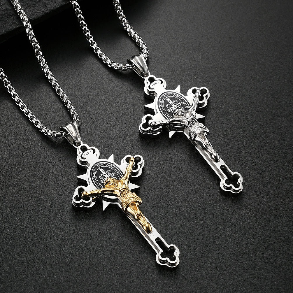 Titanium Steel Cross Necklace Retro Personality