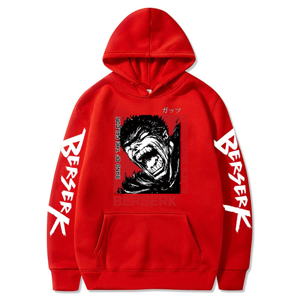 Anime Print Berserk Sword Wind Legend Gus Padded Student Pullover Sweatshirt Hoodie