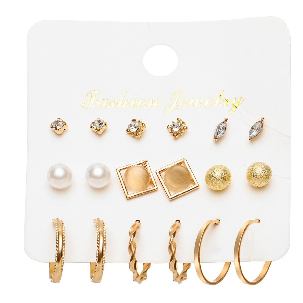 Conjunto de aretes de perlas para mujer