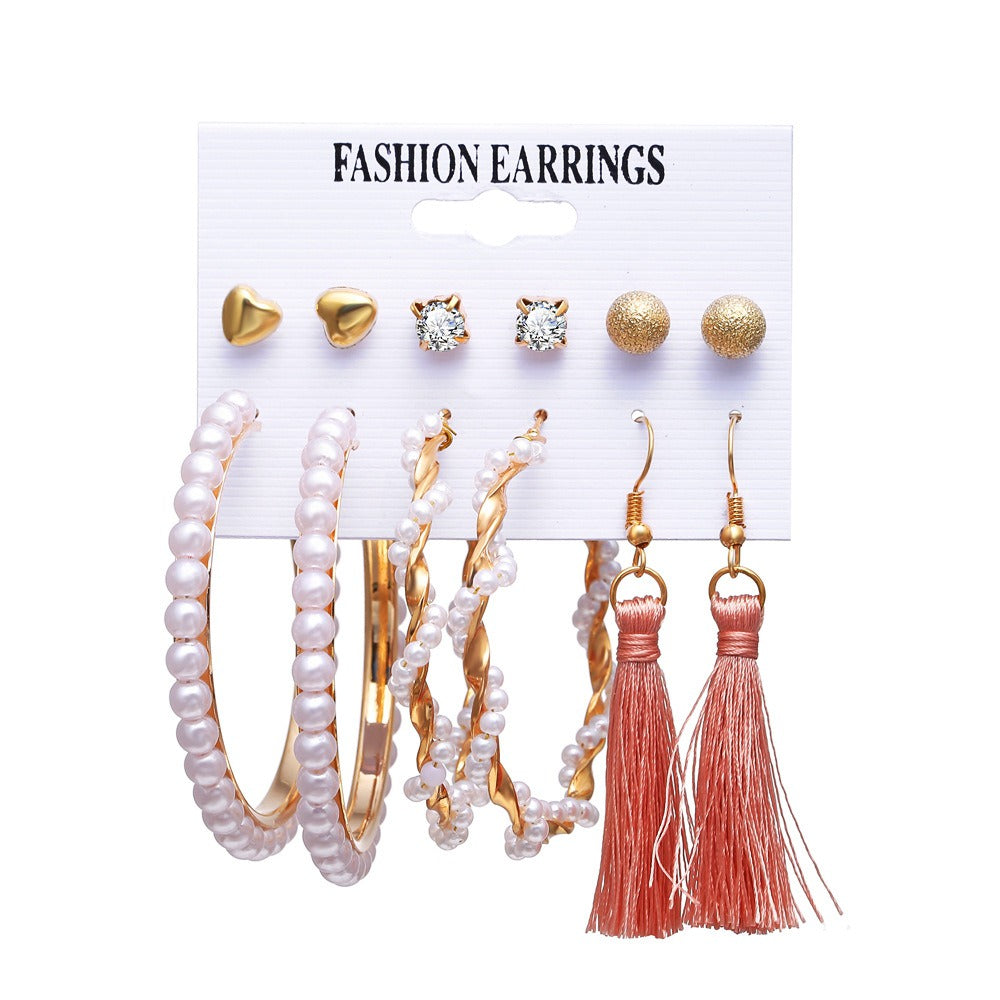 Conjunto de aretes de perlas para mujer