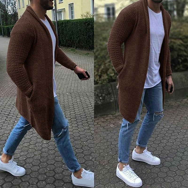 Mens Wool Knitted Cardigan With Spacious Pocket