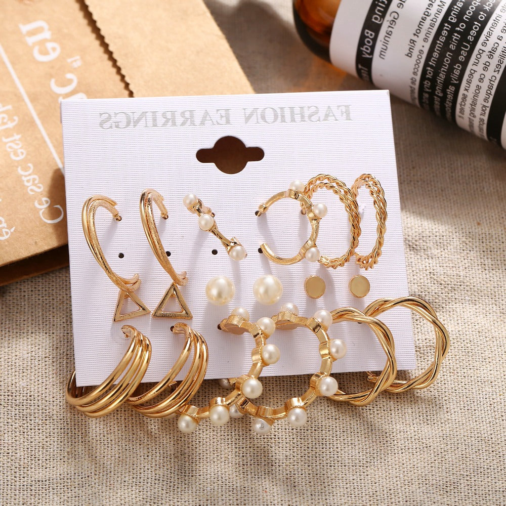 Conjunto de aretes de perlas para mujer