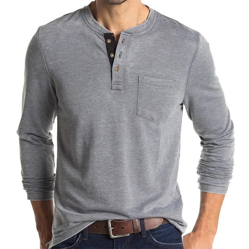 Camiseta de manga larga con cuello redondo para hombre