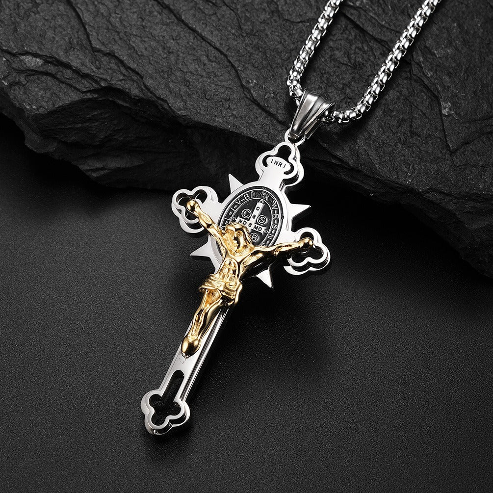 Titanium Steel Cross Necklace Retro Personality