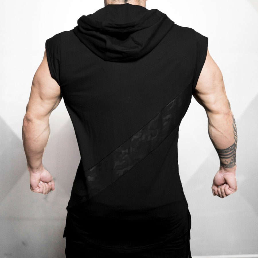 Men Bodybuilding Tank Top Sleeveless Hoodie