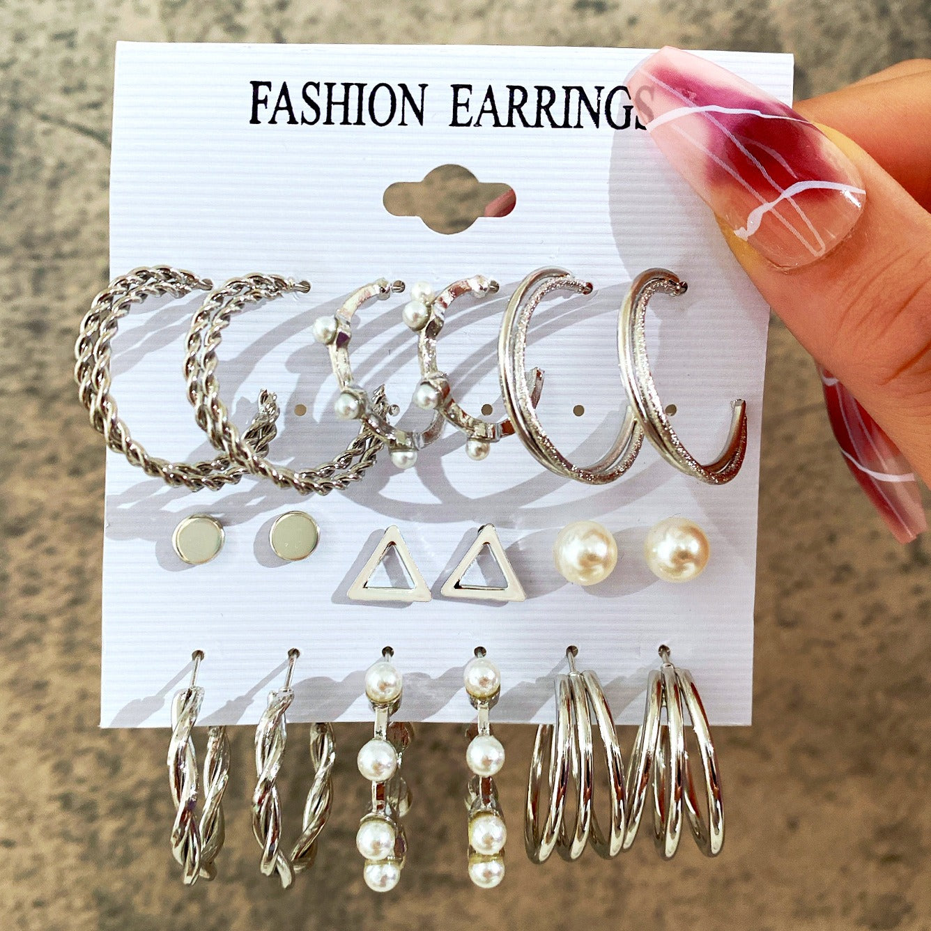 Conjunto de aretes de perlas para mujer