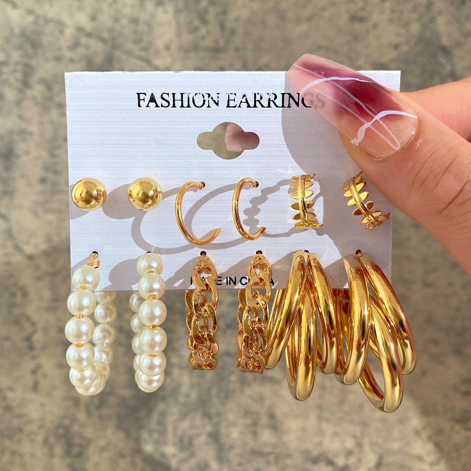 Conjunto de aretes de perlas para mujer