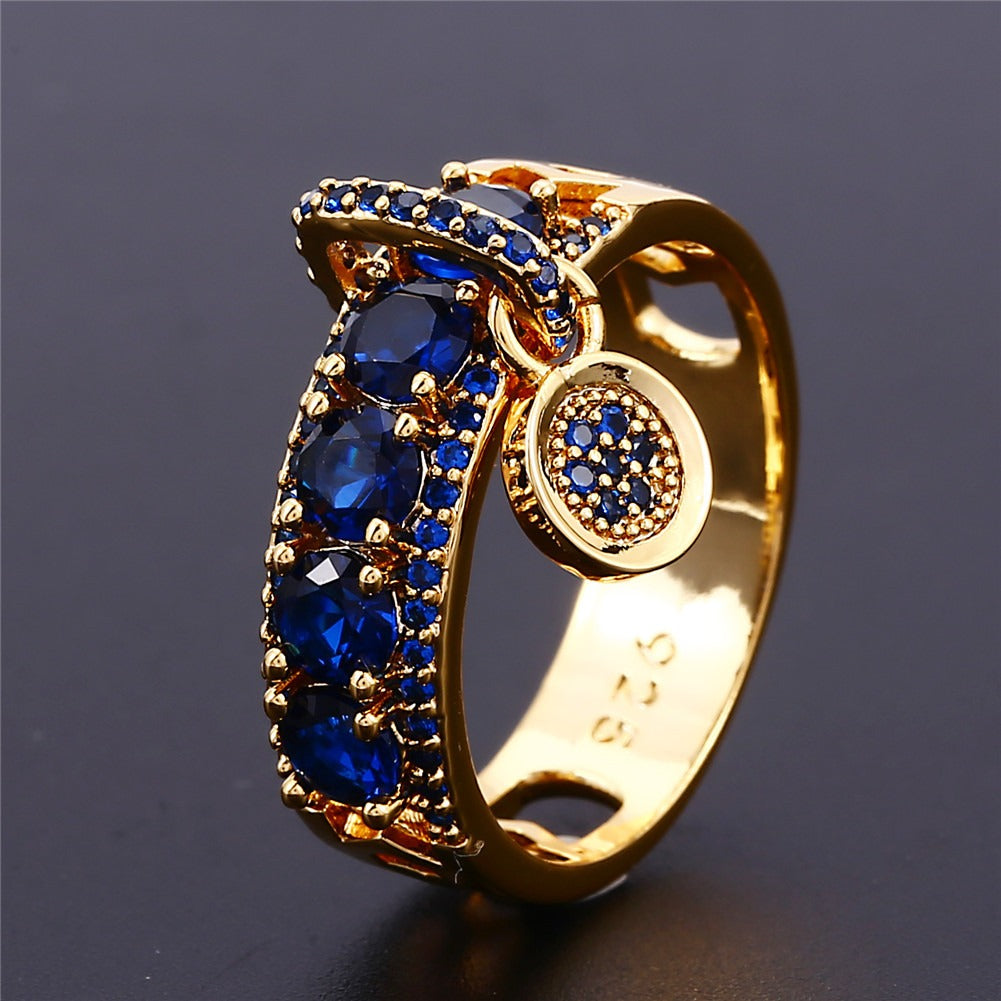 New Disc Inlaid Zircon Ring Women's Wedding Engagement Ring