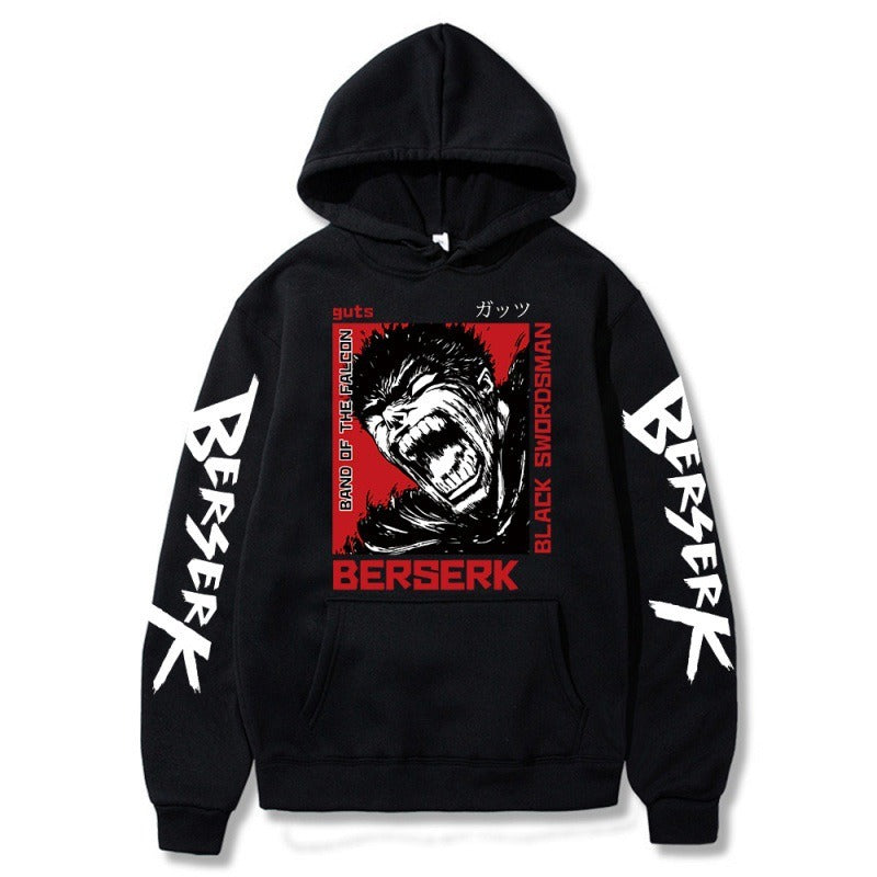 Sudadera con capucha con estampado de anime Berserk Sword Wind Legend Gus acolchada para estudiantes