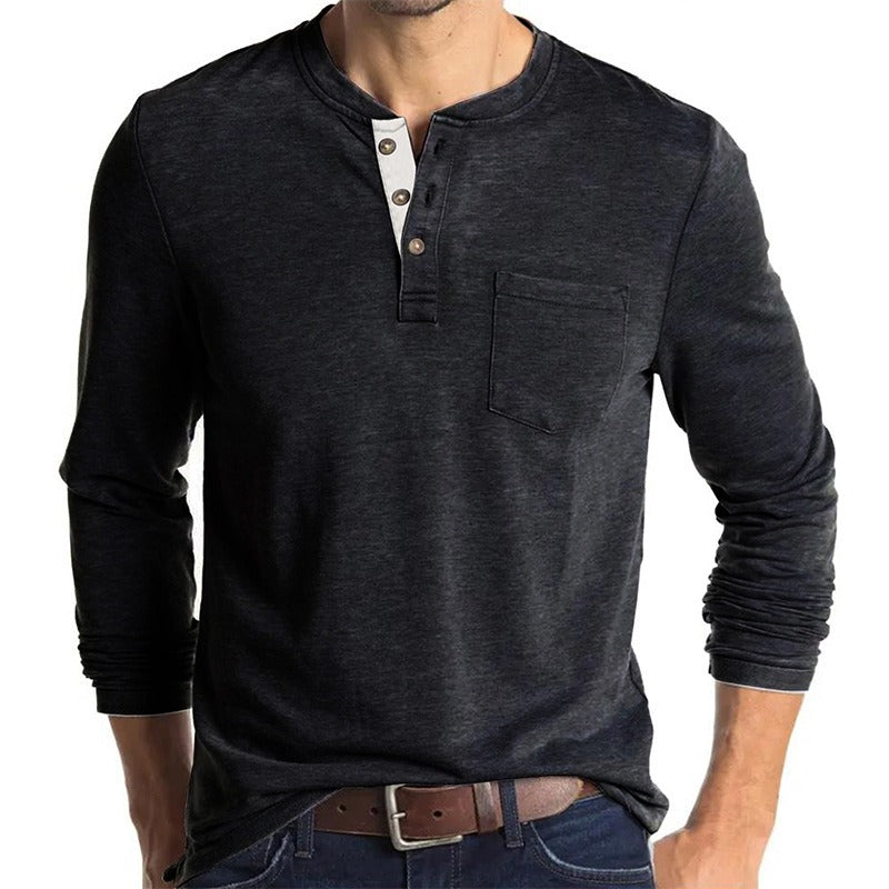 Men's Long Sleeved Round Neck T-Shirt