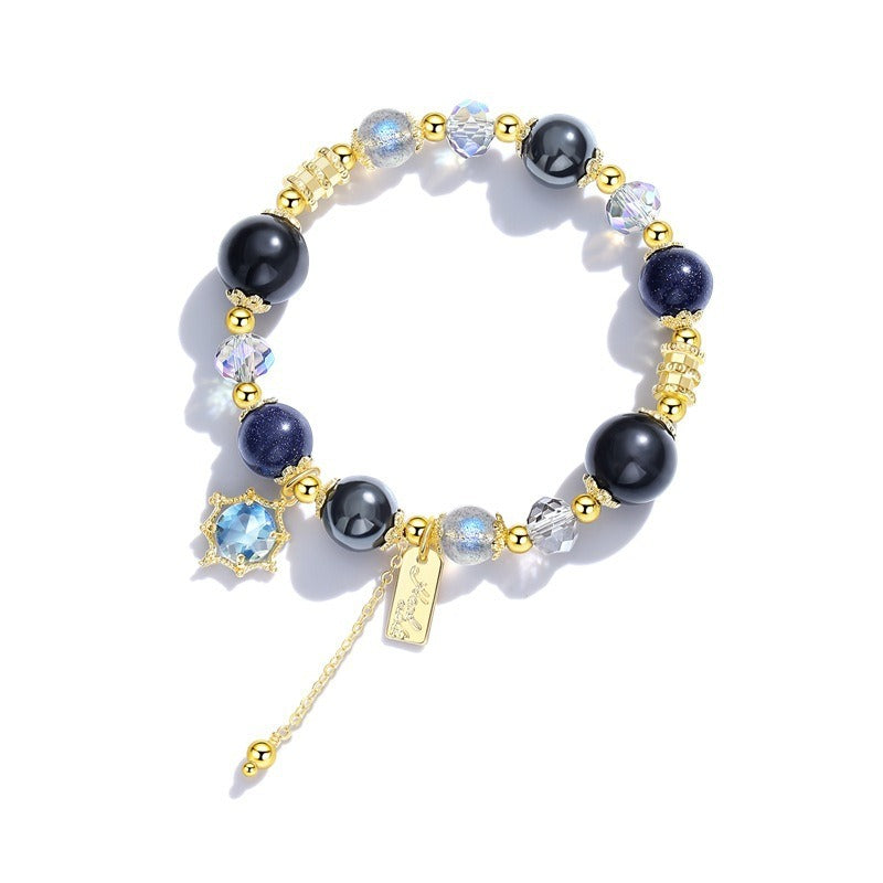 Pulsera de galaxia con luz de luna, lima, arena azul brillante