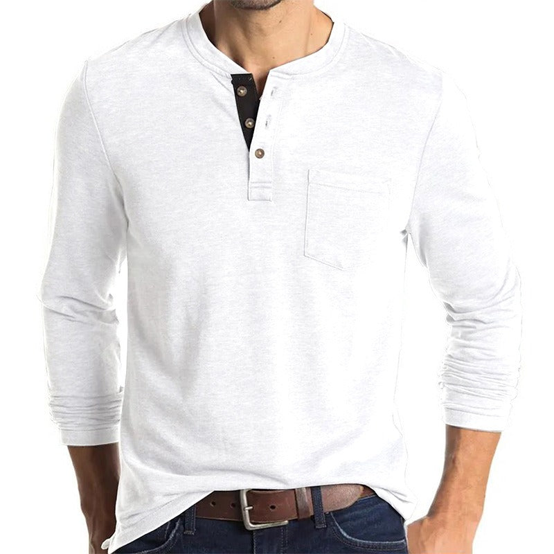 Camiseta de manga larga con cuello redondo para hombre