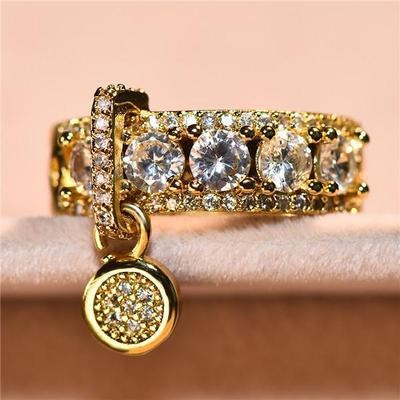 New Disc Inlaid Zircon Ring Women's Wedding Engagement Ring