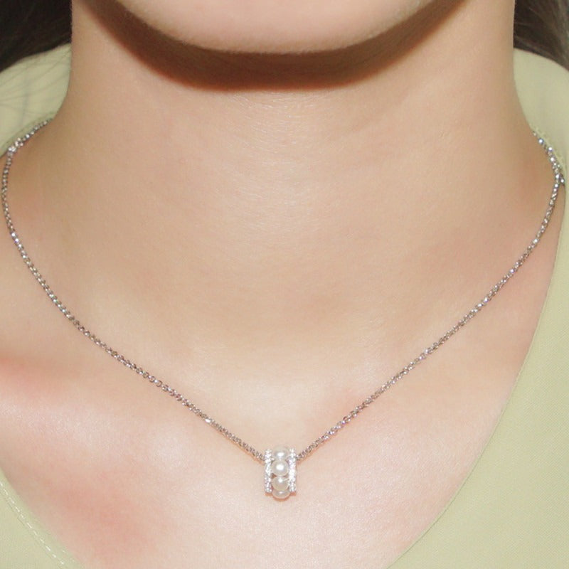 Collar de plata de ley S925 con diamantes engastados para mujer