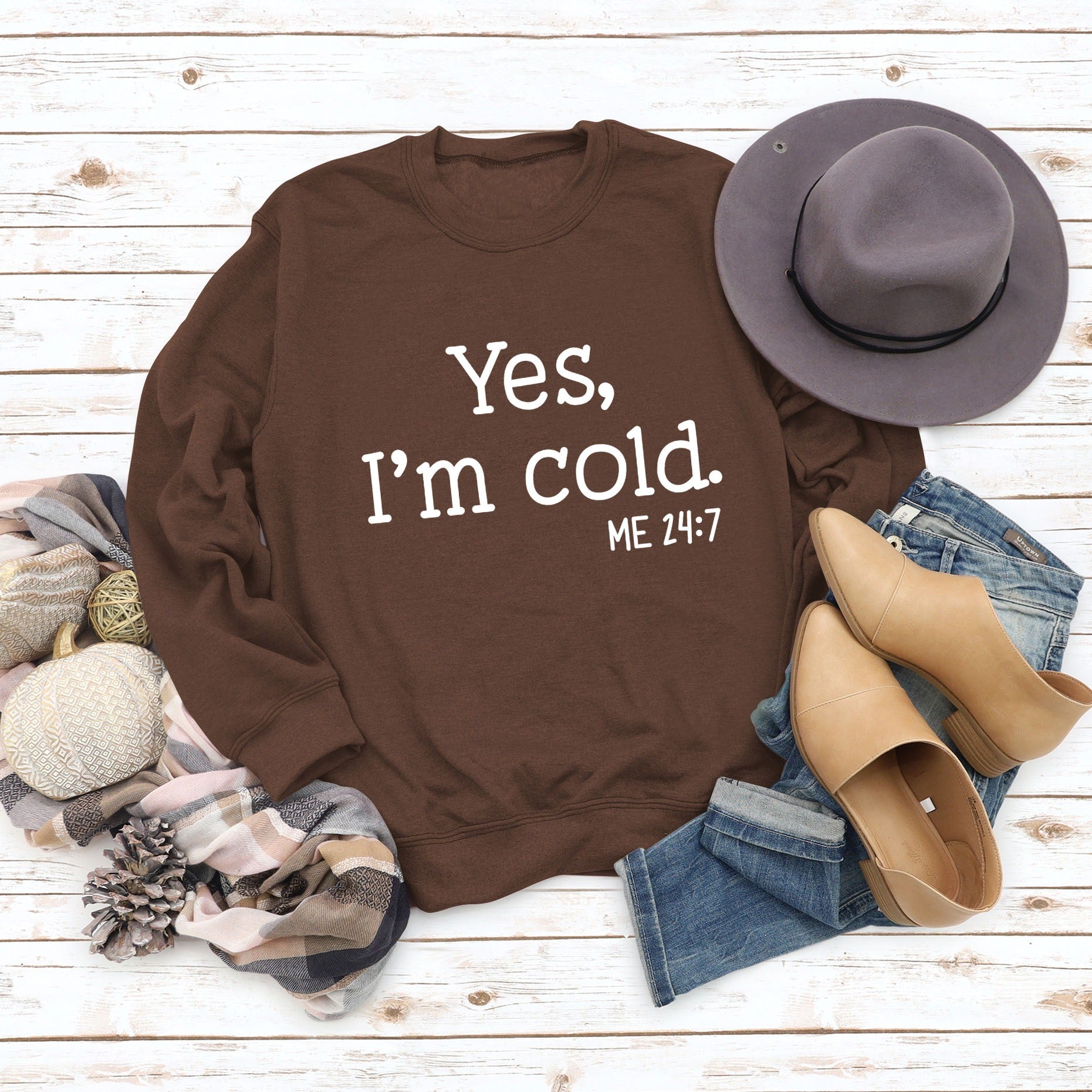 Women's Top Yes i'm Cold Printed Casual Loose Sweater