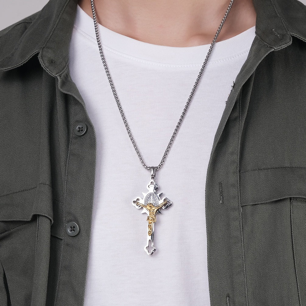 Titanium Steel Cross Necklace Retro Personality