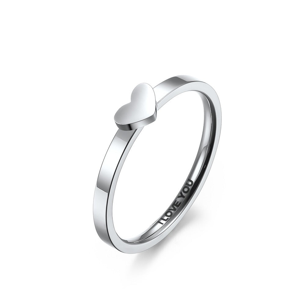 Titanium Steel Heart-Shaped Hollow Couple Pair Ring