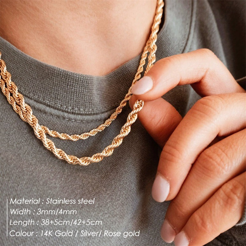 Twist Chain Stainless Steel Necklace 3mm/4mm