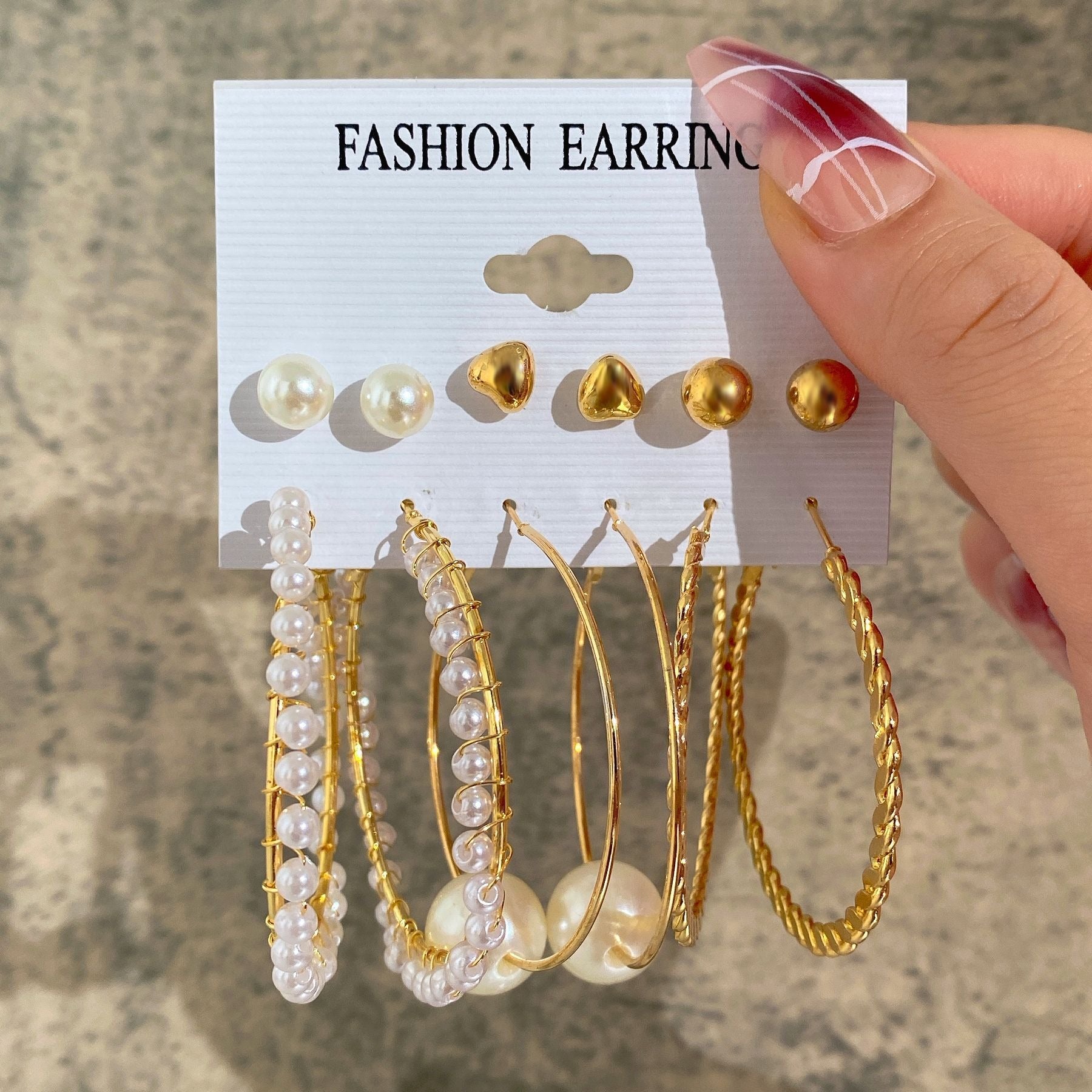 Conjunto de aretes de perlas para mujer