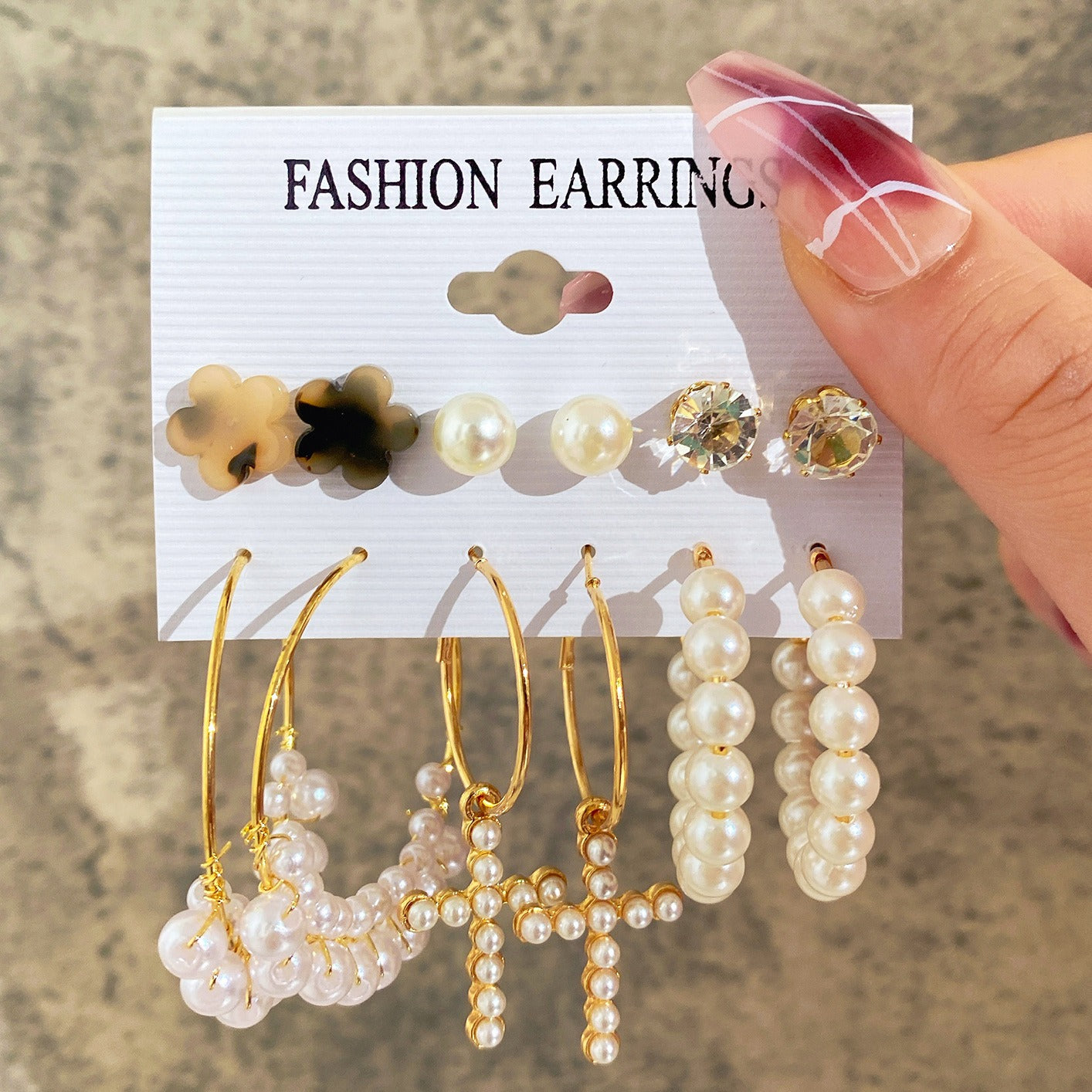 Conjunto de aretes de perlas para mujer