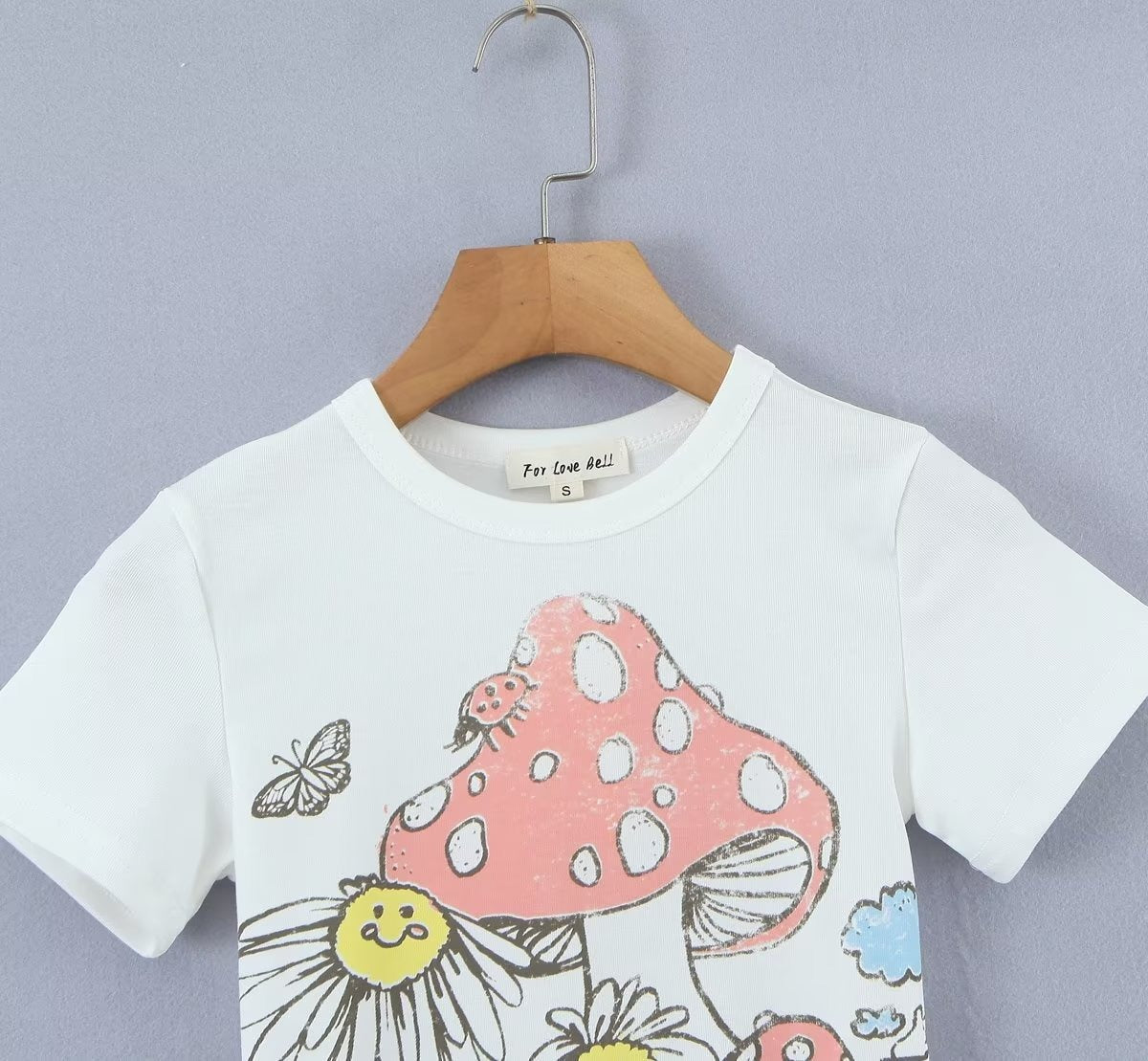 Top de manga corta ajustado con estampado informal de nueva moda