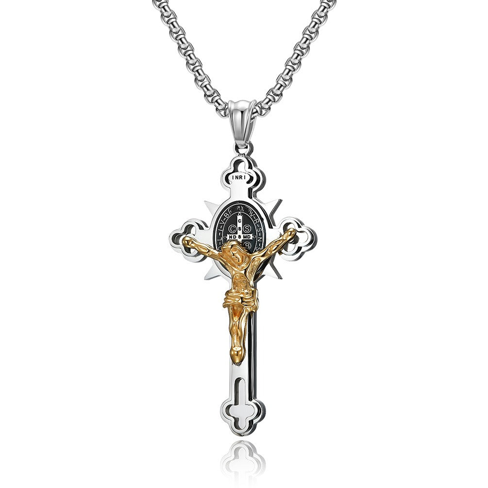 Titanium Steel Cross Necklace Retro Personality