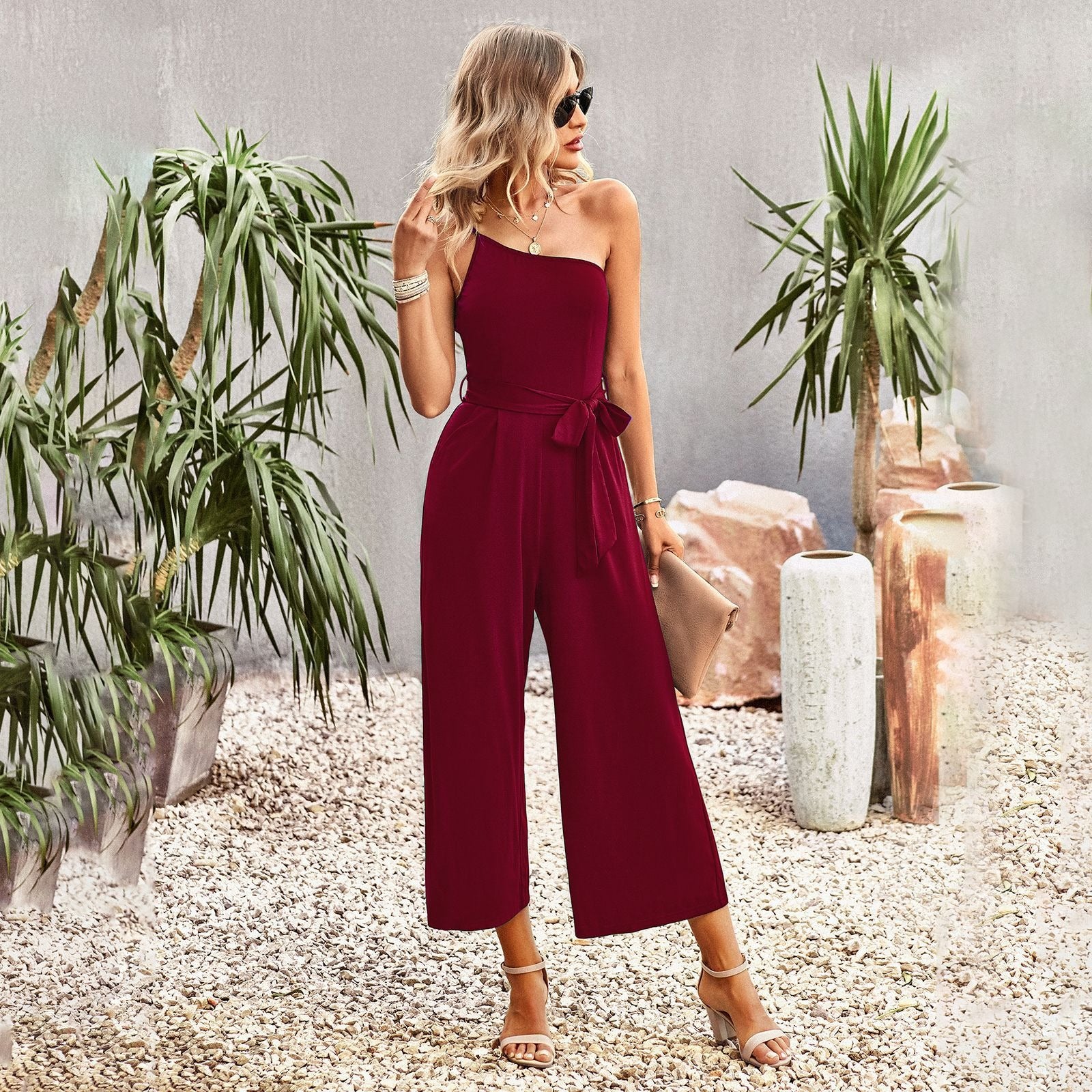 Off-shoulder Strapping Jumpsuit Women's