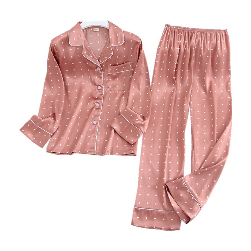 Long Sleeve Silk Pajamas Set