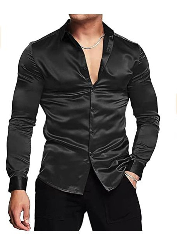 Camisa de vestir de manga larga informal estampada para hombre de otoño 